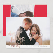 エンゲージメントクリスマスカード、 クリスマスのSave the Date セーブザデート (正面/裏面)