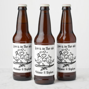 エンゲージメントバード 黒と白のインコ 結婚式 ビールラベル