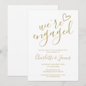 エンゲージメントパーティーのおしゃれなゴールドスタイル 招待状 (正面/裏面)