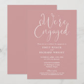 エンゲージメントパーティーのご案内 - ダスティ ローズ ピンク 招待状 (正面/裏面)