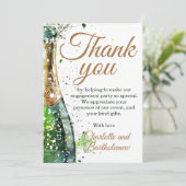 エンゲージメントパーティーのためのお祝いボトル サンキューカード (スタンド正面)