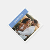 エンゲージメントパーティーのカスタム写真 ナプキンとテキスト スタンダードカクテルナプキン (角)