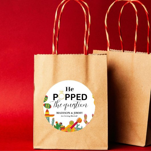 エンゲージメントパーティーのステッカー、彼はプロポーズした ラウンドシール