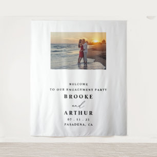 エンゲージメントパーティーの写真ブース背景と写真 タペストリー