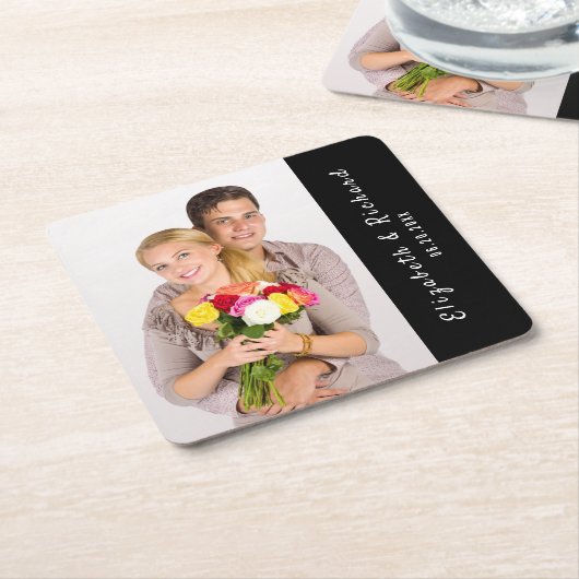 エンゲージメントパーティーの写真 スクエアペーパーコースター (アングル)