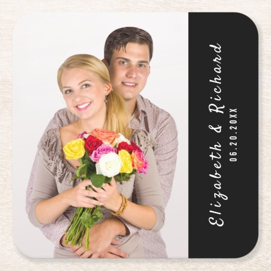 エンゲージメントパーティーの写真 スクエアペーパーコースター (正面)