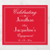 エンゲージメントパーティーの景品 名前 エレガント おしゃれ 赤 スパークリングワインラベル (シングルラベル)