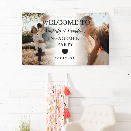 エンゲージメントパーティーカスタム2枚の写真コラージュウェルカム 横断幕 (インサイチュ)