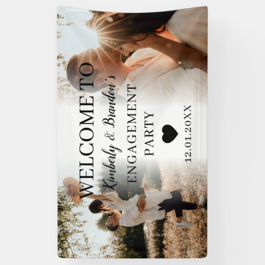 エンゲージメントパーティーカスタム2枚の写真コラージュウェルカム 横断幕 (縦)