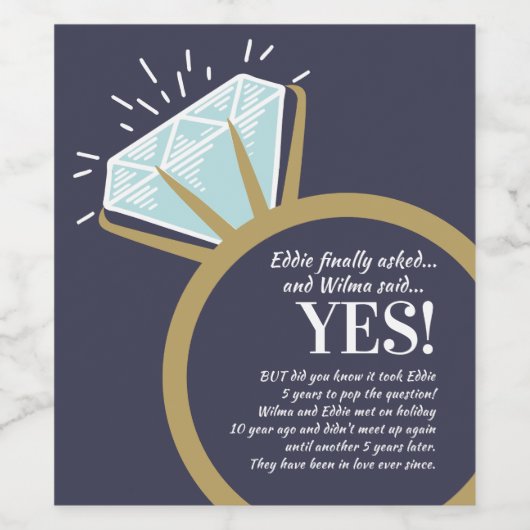 エンゲージメントパーティーダイヤモンドリングと豆知識 ワインラベル (シングルラベル)