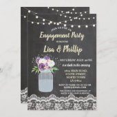 エンゲージメントパーティーチョークレース花瓶の招待状 招待状 (正面/裏面)