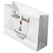 エンゲージメントパーティー名日付のグラスで乾杯 ラージペーパーバッグ (正面アングル)