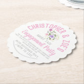 エンゲージメントパーティー招待チケット紙コースター ペーパーコースター (アングル)