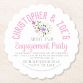 エンゲージメントパーティー招待チケット紙コースター ペーパーコースター (正面)