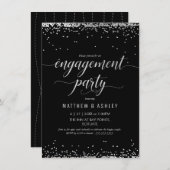 エンゲージメントパーティー招待状、上品なシルバー、ブラック 招待状 (正面/裏面)