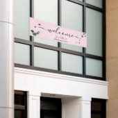 エンゲージメントパーティー ウェルカムサイン ユーカリ ウェディング 横断幕 (ビルの外側)