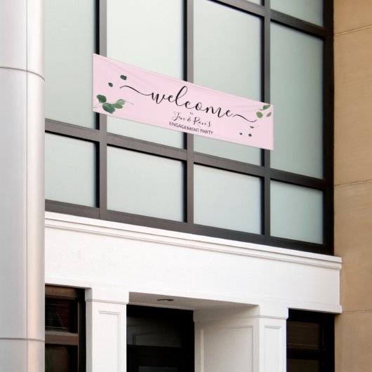 エンゲージメントパーティー ウェルカムサイン ユーカリ ウェディング 横断幕 (ビルの外側)