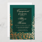 エンゲージメントパーティー エメラルドゴールドハーブ 招待状 (正面/裏面)