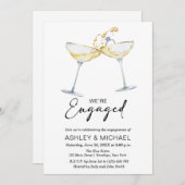 エンゲージメントパーティー　エレガントなシャンパン 招待状 (正面/裏面)