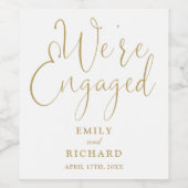 エンゲージメントパーティー エレガント ゴールド ワインラベル (シングルラベル)