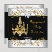 エンゲージメントパーティー エレガント シルバー ホワイト シャンデリア 招待状 (正面/裏面)