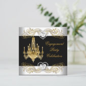 エンゲージメントパーティー エレガント シルバー ホワイト シャンデリア 招待状 (スタンド正面)