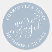 エンゲージメントパーティー ダスティーブルー おしゃれ ラウンドシール (正面)