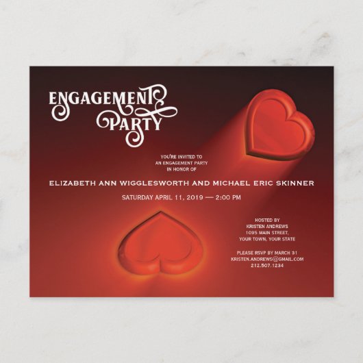 エンゲージメントパーティー、ツーハーツポストカード インビテーションポストカード (正面)