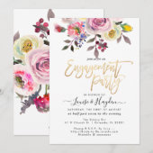 エンゲージメントパーティー　パステル水彩花 案内状 (正面/裏面)