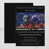 エンゲージメントパーティー フォト 花火の背景 招待状 (正面/裏面)