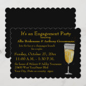 エンゲージメントパーティー ブラック＆ゴールド 招待状 (正面/裏面)