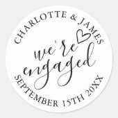 エンゲージメントパーティー ブラック＆ホワイト ラウンドシール (正面)