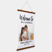 エンゲージメントパーティー モダン写真 ウェルカム 吊り下げ型タペストリー (傾斜あり)