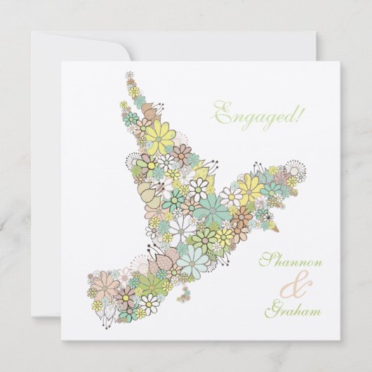 エンゲージメントパーティー Bloom ラブバード カスタム インビテーション (正面)