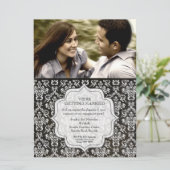 エンゲージメントパーティ ブラックナイト ダマスク フォト 招待状 (スタンド正面)