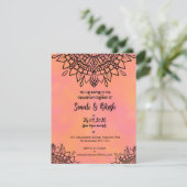 エンゲージメント招待状 マンダラ ピンク＆オレンジ カード (スタンド正面)
