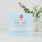 エンゲージメント招待 現代の指紋 ハート 青 招待状 (スタンド正面)