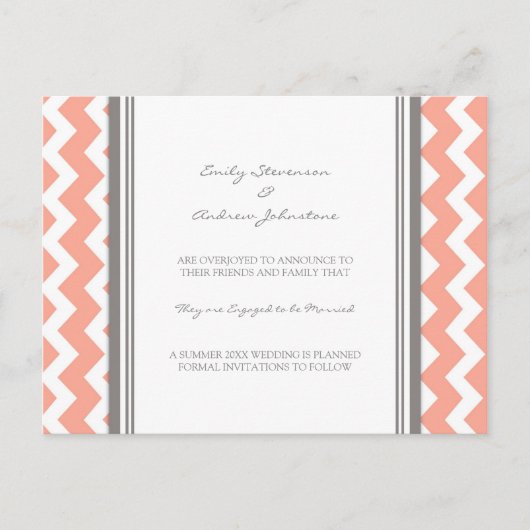 エンゲージメント発表ポストカード コーラル グレー 案内ポストカード (正面)