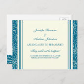 エンゲージメント発表ポストカード 青とクリーム 案内ポストカード (正面/裏面)