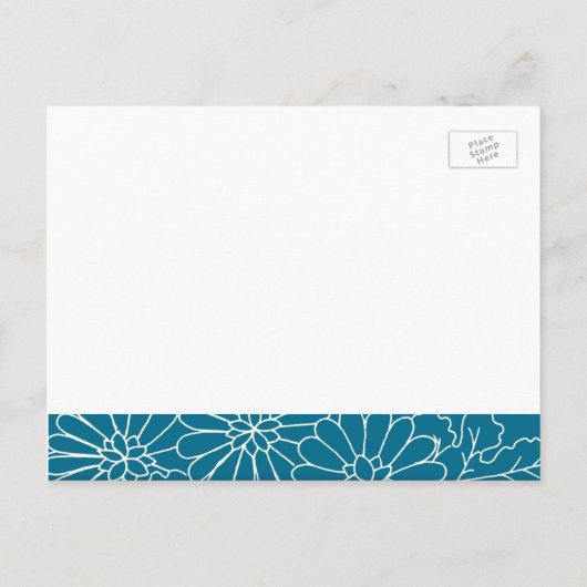 エンゲージメント発表ポストカード 青とクリーム 案内ポストカード (裏面)