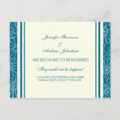 エンゲージメント発表ポストカード 青とクリーム 案内ポストカード (正面)