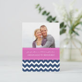 エンゲージメント発表 フォトポストカード ピンク ブルー 案内ポストカード (スタンド正面)