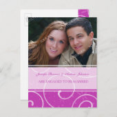 エンゲージメント発表 フォトポストカード ピンク 案内ポストカード (正面/裏面)