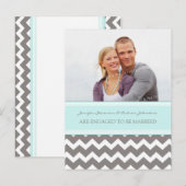 エンゲージメント発表 フォトポストカード ブルー グレー 案内ポストカード (正面/裏面)