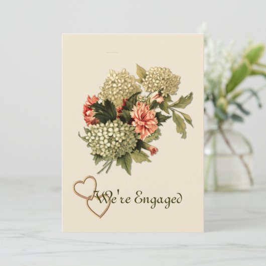エンゲージメント発表 ヴィンテージ フラワー ブーケ 案内状 (スタンド正面)