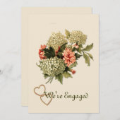 エンゲージメント発表 ヴィンテージ フラワー ブーケ 案内状 (正面/裏面)