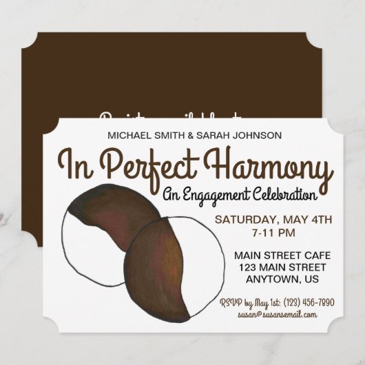 エンゲージメント ウェディング パーティー NYC ブラック アンド ホワイト クッキー 招待状 (正面/裏面)