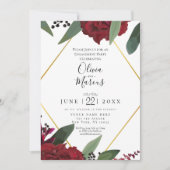 エンゲージメント | エレガントなリッチバーガンディマサラ フローラル 招待状 (正面)