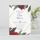 エンゲージメント | エレガントなリッチバーガンディマサラ フローラル 招待状 (スタンド正面)
