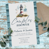 エンゲージメント カップル シャワー 海 灯台 招待状